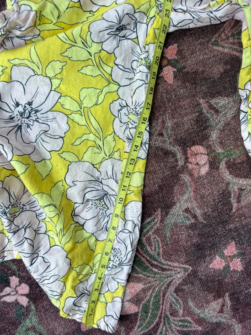 C&C California 100% Linen Yellow & Pink Floral Wide-Leg Ankle Pants Size Small